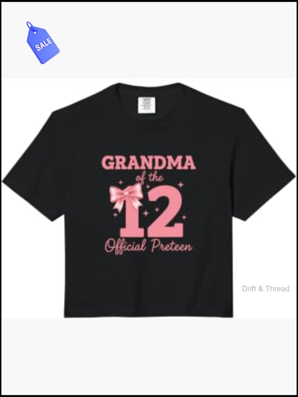 Grandma of 12 Crop Top Preteen Aunt Gift Cotton Tee
